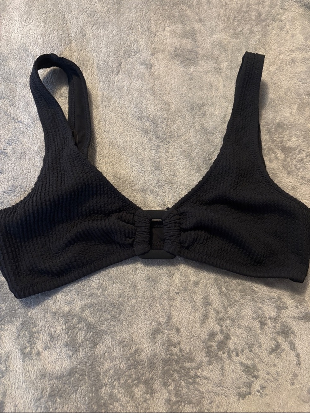 aerie Black Textured Bikini Top